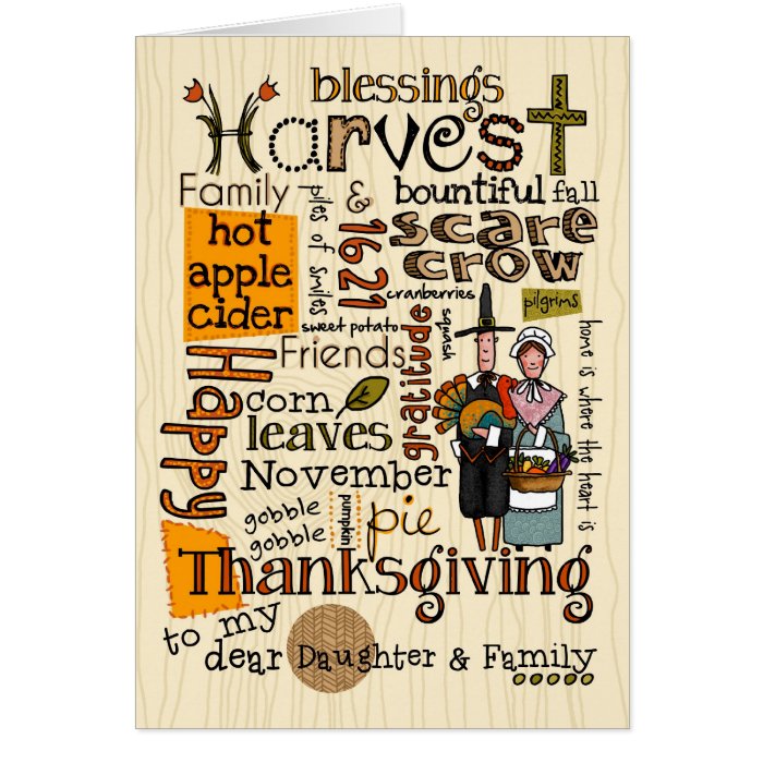 Thanksgiving Wordcloud   Daughter & her Family Card