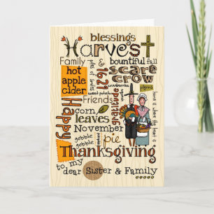 Thanksgiving Wordcloud - Sister & Family Holiday Card