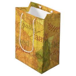 Thanksgiving words and leaves medium gift bag
