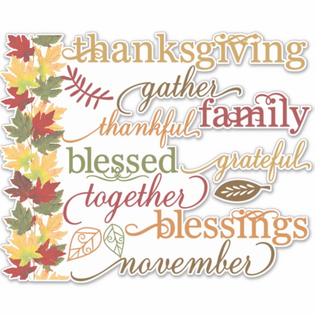 Thanksgiving words sticker (Front)
