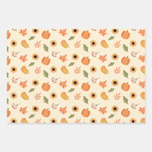 Thanksgiving Wrapping Paper Flat Sheet Set of 3