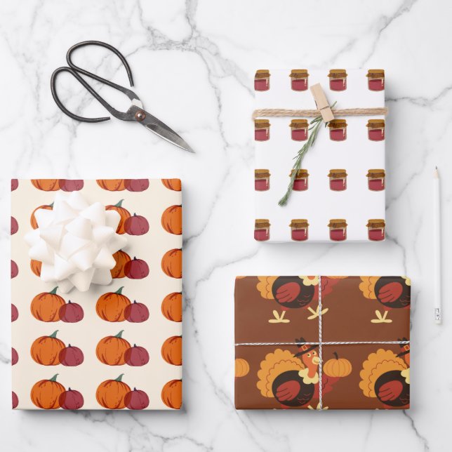 Thanksgiving Wrapping Paper Sheets (Front)