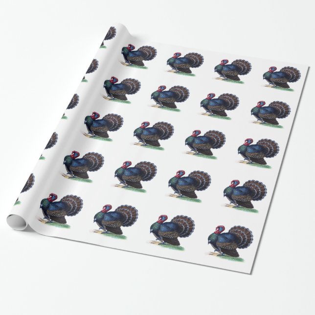 Thanksgiving Wrapping Paper Vintage Turkey (Unrolled)