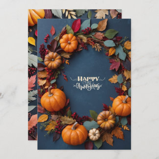 Thanksgiving Wreath - Autumn Harvest CelInvitation Invitation