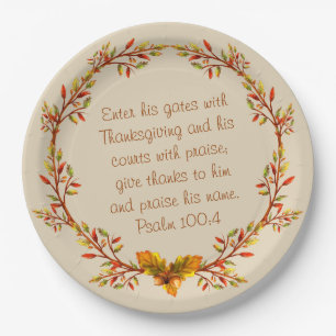 Thanksgiving Wreath Bible Verse Plates 9"