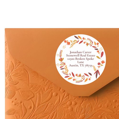 Thanksgiving Wreath Custom Company Return Address Classic Round Sticker