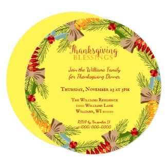 Thanksgiving Wreath Dinner Invitation