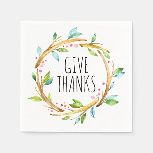 Thanksgiving Wreath  Give Thanks Template Paper Napkins