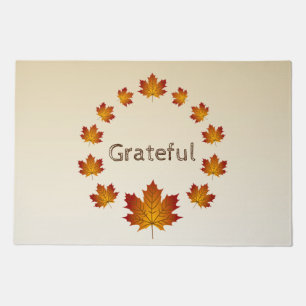 Thanksgiving Wreath Grateful Simple Maple Leaves Doormat