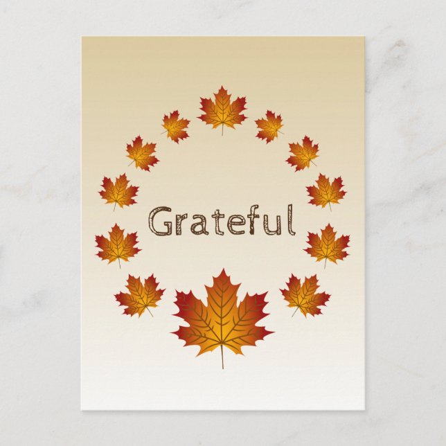 Thanksgiving Wreath Grateful Simple Maple Leaves Postcard (Front)
