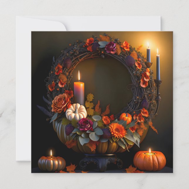 Thanksgiving Wreath Greeting Card (Front)