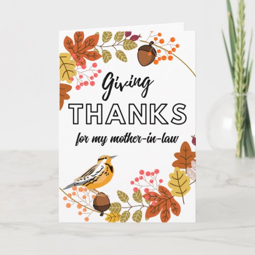 Thanksgiving Wreath Mother in Law Custom Front Card
