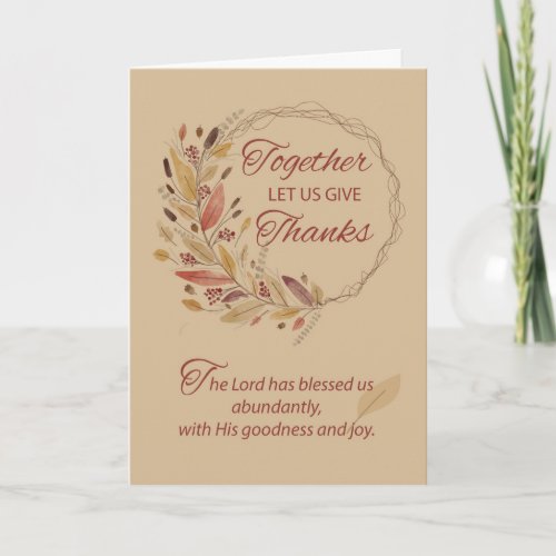 Thanksgiving Wreath Religious Blessings Together Card