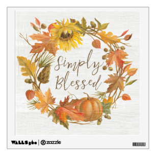 Thanksgiving Wreath - Simply Blessed Wall Decal