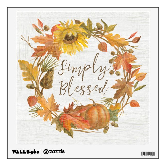 Thanksgiving Wreath - Simply Blessed Wall Decal (Front)