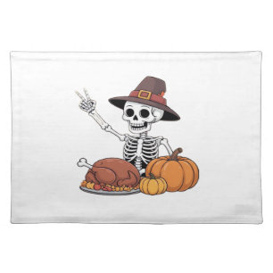 Thanksgiving X-ray Skeleton Funny Rock Hand Fall L Cloth Placemat
