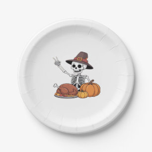 Thanksgiving X-ray Skeleton Funny Rock Hand Fall L Paper Plates