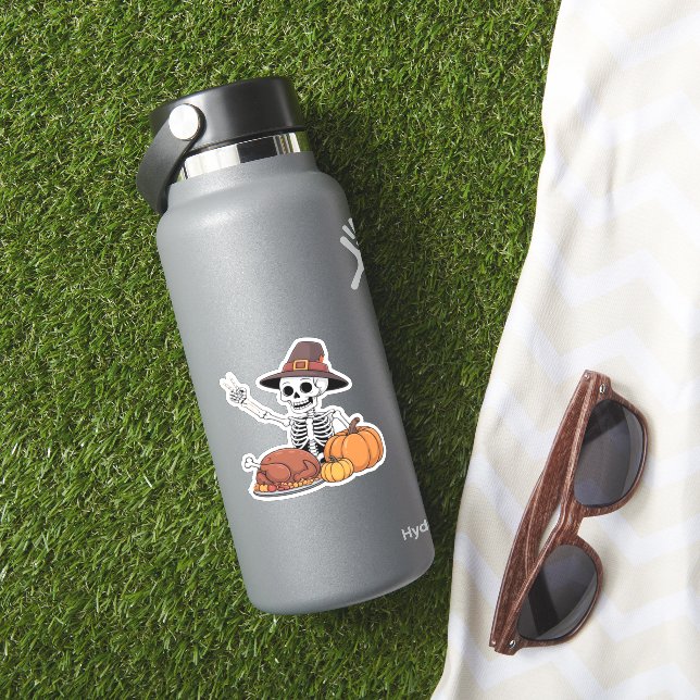 Thanksgiving X-ray Skeleton Funny Rock Hand Fall L Sticker (HydroFlask Insitu)