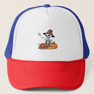 Thanksgiving X-ray Skeleton Funny Rock Hand Fall L Trucker Hat