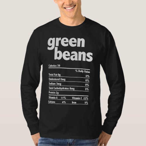 Thanksgiving Xmas Costume Nutrition Facts Green Be T_Shirt
