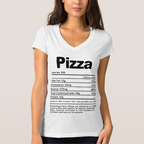 Thanksgiving Xmas Costume Nutrition Facts Pizza  T_Shirt