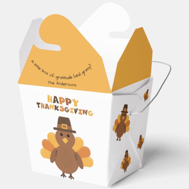 Thanksgiving Yellow Orange Turkey Big Leftovers  Favor Boxes (Open)