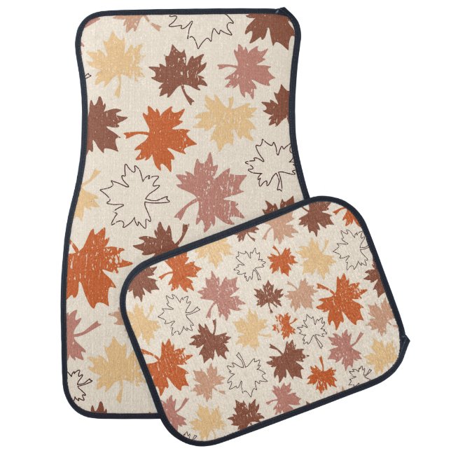 Thanksgivings day design, autumn natural leaves car floor mat (Set)