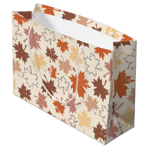 Thanksgivings day design, autumn natural leaves large gift bag