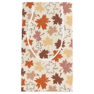 Thanksgivings day design, autumn natural leaves small gift bag