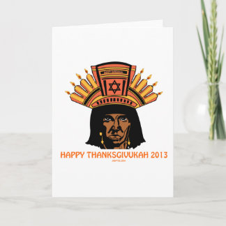 THANKSGIVUKAH INDIAN MENORAH MAN HOLIDAY CARD