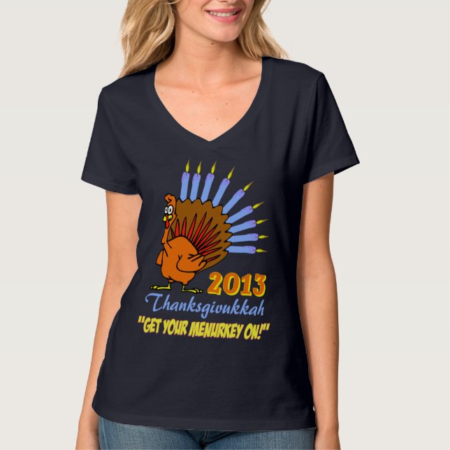 Thanksgivukkah 2013 Menurkey T-Shirt (Front)