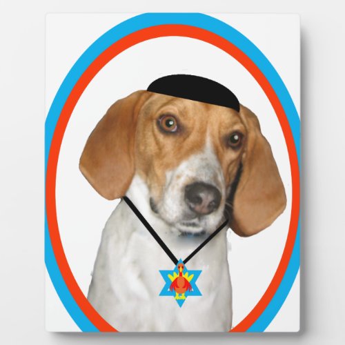 Thanksgivukkah Funny Hound Dog with Yamaka Plaque