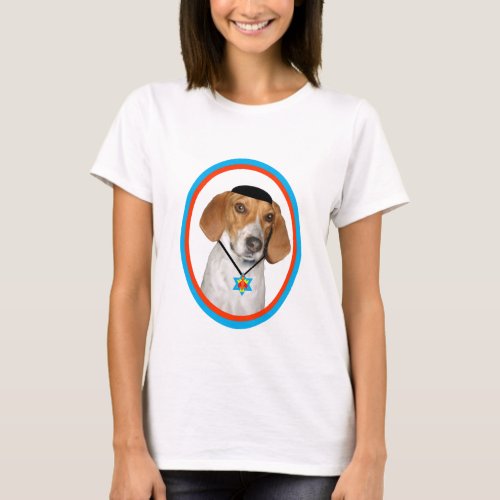 Thanksgivukkah Funny Hound Dog with Yamaka T_Shirt