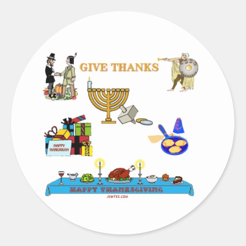 THANKSGIVUKKAH GIVE THANKS GIFTS  FOR HANUKKAH CLASSIC ROUND STICKER