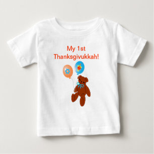 Thanksgivukkah Tshirt Teddy Bear with Balloons