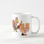 Thanksgivukkah Turkey Lighting Menorah Coffee Mug<br><div class="desc">It's the very funny 'Happy Thanksgivukkah' coffee mug. That's right... this year, for the only time in our lives, Hanukkah falls on Thanksgiving! This classic mug commemorates this rare occurrence with a funny cartoon turkey wearing a yamaka, and lighting the Menorah. A customizable festive orange, brown, and yellow fall mug....</div>