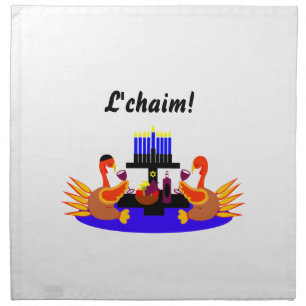 Thanksgivukkah Wine Toasting Turkeys Napkin