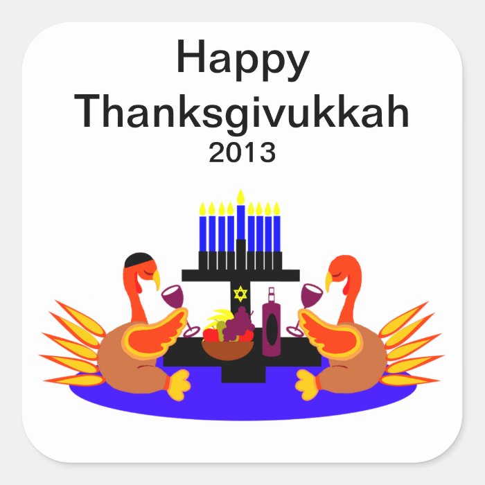 Thanksgivukkah Wine Toasting Turkeys Stickers