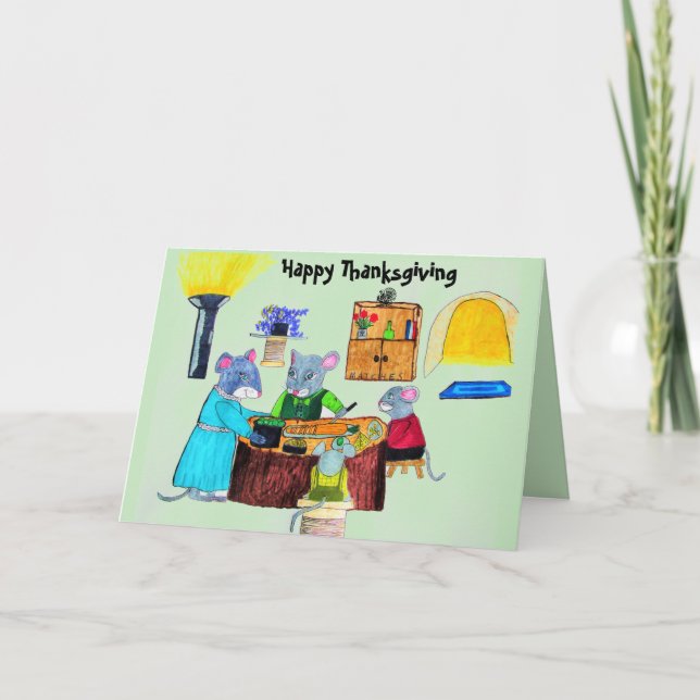 THANKSGVING AT THE MOUSE HOUSE    CARD (Front)