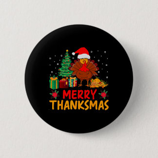 Thanksmas Christmas Thanksgiving Turkey Santa Button