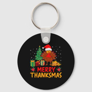 Thanksmas Christmas Thanksgiving Turkey Santa Keychain