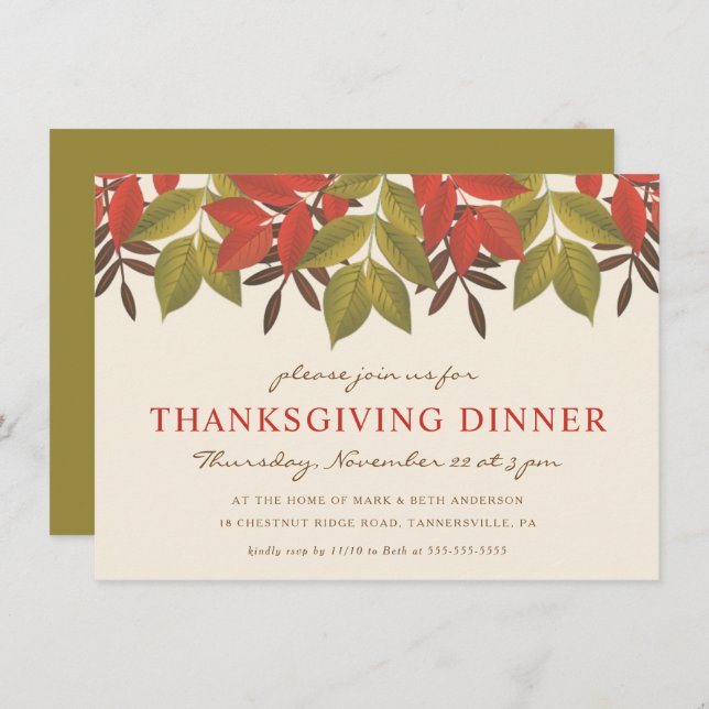 THANKSSGIVING DINNER INVITE | BRIGHT FOLIAGE (Front/Back)