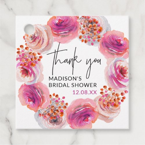 Thankyou Bright Floral Bridal Shower Favor Tag