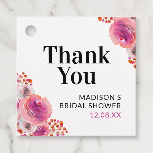 Thankyou Bright Floral Bridal Shower Favor Tag