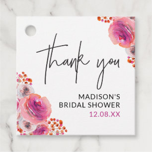 Thankyou Bright Floral Bridal Shower Favor Tag