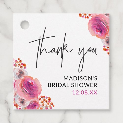 Thankyou Bright Floral Bridal Shower Favor Tag