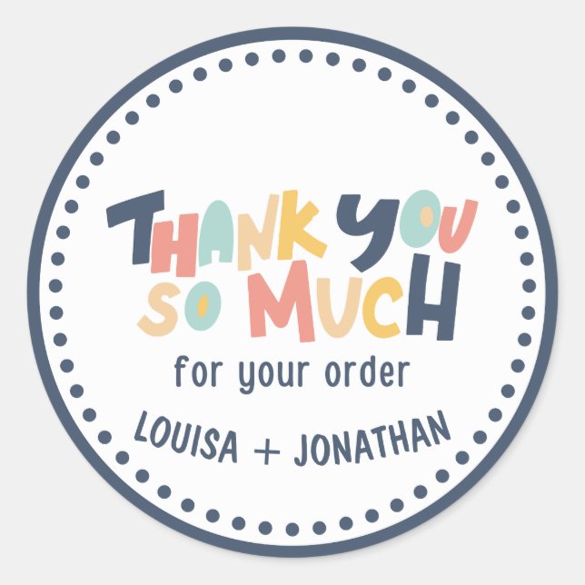 Thankyou so much for your order classic round sticker (Front)