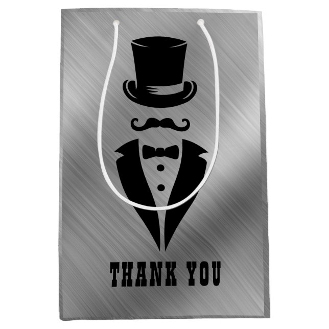 Thankyou Tuxedo Silver Medium Gift Bag (Front)