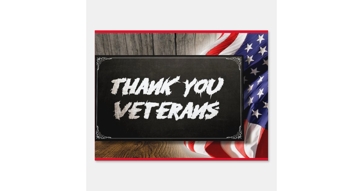 Thankyou Vets Medium, 18" x 24" Yard Sign Zazzle