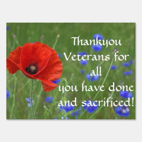 Thankyou vets Poppy Sign